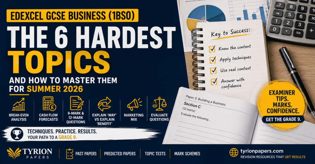 Edexcel GCSE Business Studies 1BS0 hardest topics revision guide