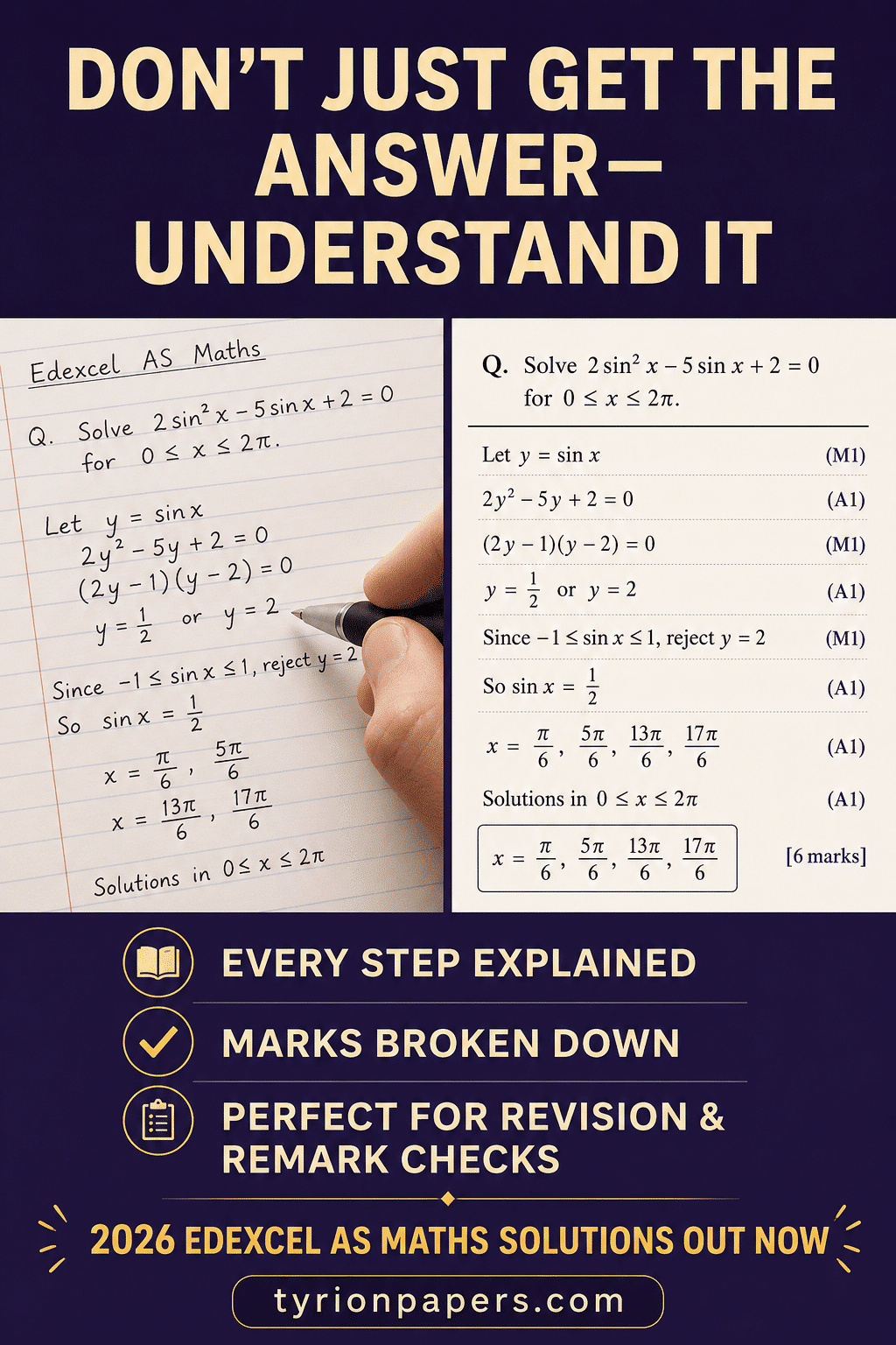Poster dont just get the answerunderstand it left handwritten as maths notes right aligned solution steps bottom promotes every step explained and tyrionpapers com
